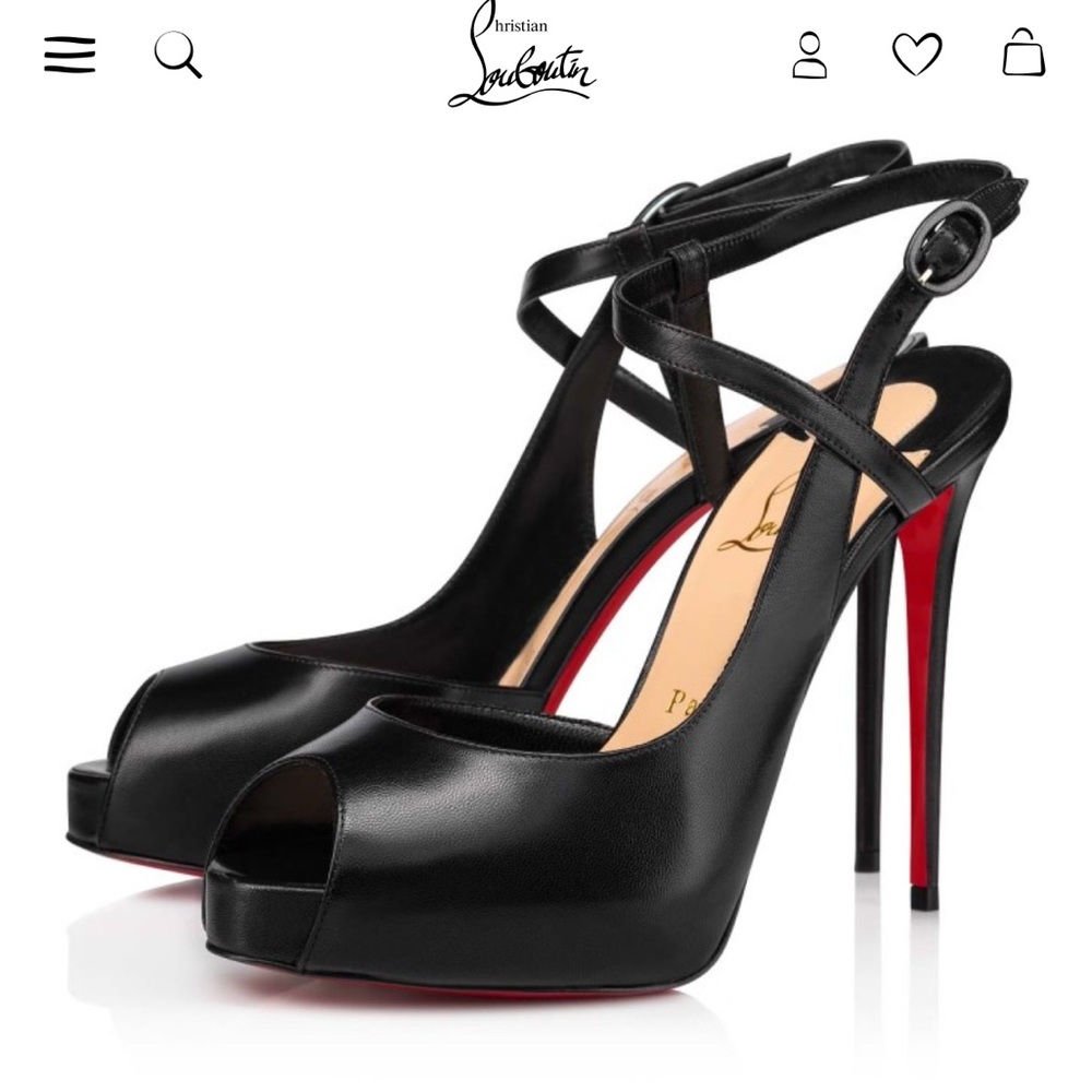 Christian Louboutin Black Strappy Peep-Toe Heels- Jenlove Alta